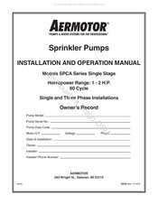aermotor SPCA Serie Manuel D'installation Et D'utilisation