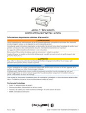 Fusion APOLLO MS-WB675 Instructions D'installation