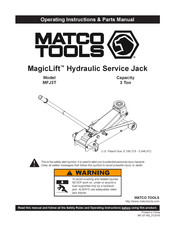 Matco Tools MagicLift MFJ3T Manuel Des Consignes D'utilisation Et Des Pièces