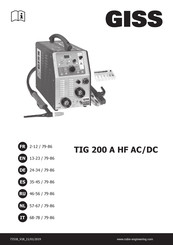 GISS TIG 200 A HF AC/DC Notice Originale