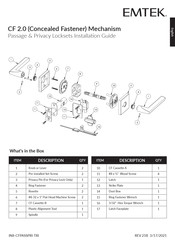 Emtek CF 2.0 Guide D'installation