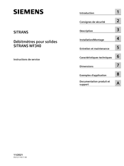 Siemens SITRANS WF340 Instructions De Service