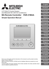 Mitsubishi Electric MA PAR-31MAA Manuel D'utilisation Simplifié