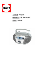 Proline CD365 Manuel D'utilisation