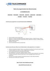 Allotelecommande Chamberlain 94335E Notice De Programmation