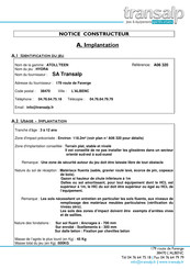 Transalp HYDRA A06320 Notice De Construction