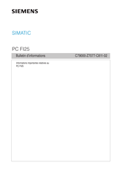 Siemens Simatic PC FI25 Bulletin Technique