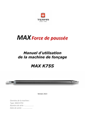 TERMA MAX K75S Manuel D'utilisation