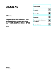 Siemens SIMATIC 2AI TC ST Manuel D'instructions
