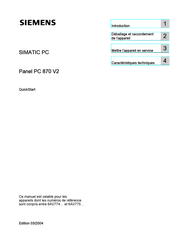 Siemens SIMATIC Panel PC 870 V2 Guide Rapide