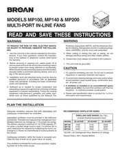 Broan MP200 Manuel D'instructions