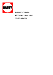 TAKARA RDU1605 Mode D'emploi