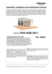 Palmako Nova PAV-4236-1KI-1 Instructions D'assemblage, D'installation, De Fonctionnement Et D'entretien