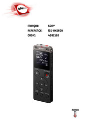 Sony ICD-UX560B Mode D'emploi