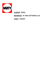 Miele W 3448 SOFTRONIC LUX Mode D'emploi