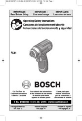 Bosch PS41 Consignes De Fonctionnement/Sécurité