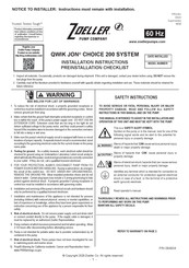 Zoeller QWIK JON CHOICE 200-0006 Instructions D'installation