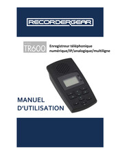 RecorderGear TR600 Manuel D'utilisation