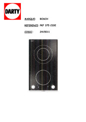 Bosch PKF 375 C03E Notice D'utilisation Et De Montage