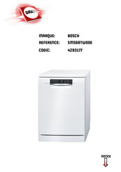 Bosch SUPER SILENCE PLUS SMS68TW00E Mode D'emploi