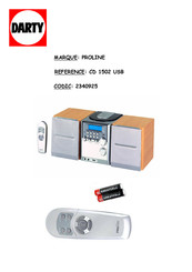 Proline CD1502USB Manuel D'utilisation