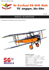 Seagull Models De Havilland DH-60M Moth envergure 72 Manuel De Montage