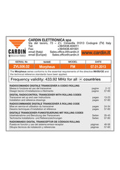 Cardin Morpheus ZVL506.02 FM Mode D'emploi
