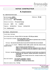 Transalp BIBOU CABANE Leolie PE 400 Notice Constructeur