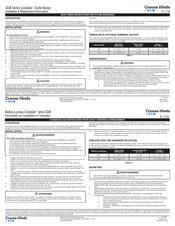 Eaton Crouse-Hinds GUA Condulet Serie Information Sur L'installation Et L'entretien