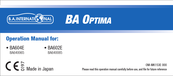 B.A. International BA Optima Serie Manuel D'instructions