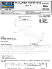 Reese Towpower 88002 Instructions D'installation