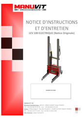 MANUVIT LEV 100 ELECTRIQUE Notice D'instructions Et D'entretien