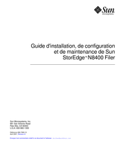 Sun Microsystems Sun StorEdge N8400 Filer Guide D'installation, De Configuration Et De Maintenance