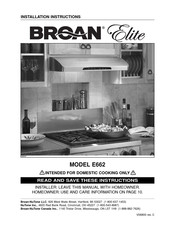 Broan Elite E662 Guide D'installation