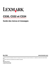 Lexmark C532 Guide Des Menus Et Messages