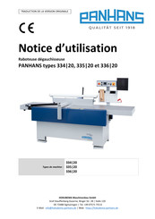 PANHANS 335/20 Notice D'utilisation