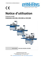 PANHANS 245/200 Notice D'utilisation