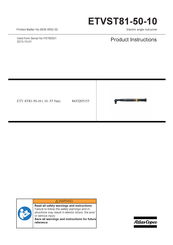 Atlas Copco ETVST81-50-10 Notice D'utilisation Du Produit