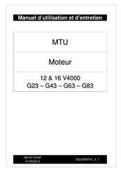 MTU 16 V 4000 G43 Manuel D'utilisation Et D'entretien