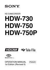 Sony HDW-750 Mode D'emploi