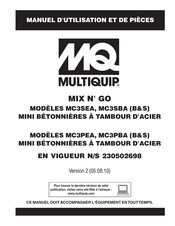 MULTIQUIP MIX N' GO MC3PBA Manuel D'utilisation Et De Pièces