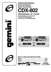 Gemini CDX-802 Manuel D'instructions