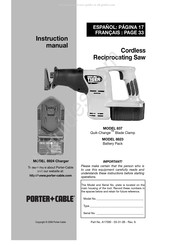 Porter Cable Tiger Saw 837 Mode D'emploi