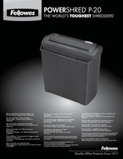 Fellowes Powershred P-20 Instructions