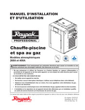 Rheem Raypak PROFESSIONAL 268A Manuel D'installation Et D'utilisation