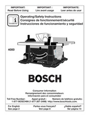 Bosch 4000 Consignes De Fonctionnement/Sécurité