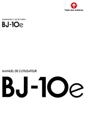 Canon BJ-1Oe Manuel De L'utilisateur