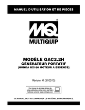 MQ Multiquip GAC2.2H Manuel D'utilisation Et De Pièces