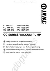 JAVAC JAV-1069 Instructions D'utilisation Et De Sécurité