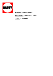 Panasonic 3606848 Mode D'emploi